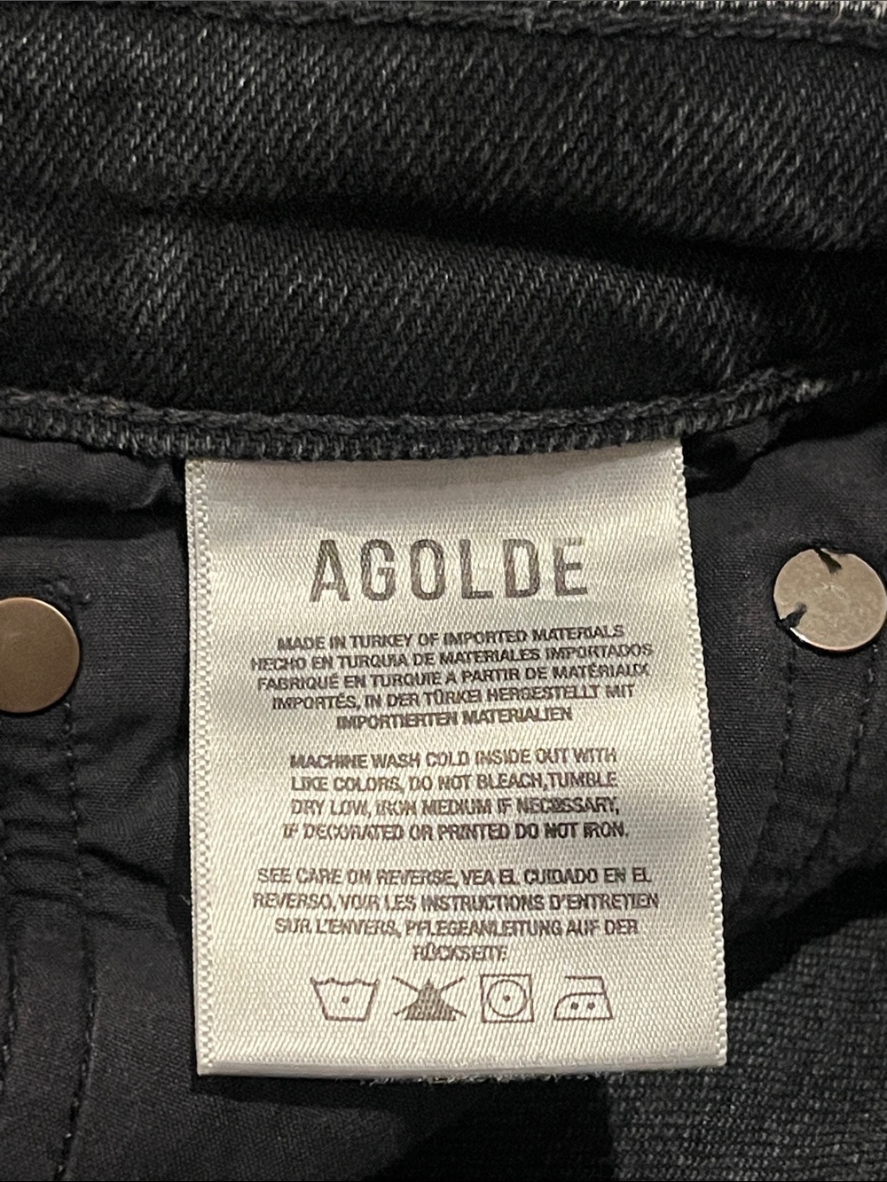 AGOLDE Lyle, slim, straight leg black denim jeans, size 27. - Picture 6 of 11